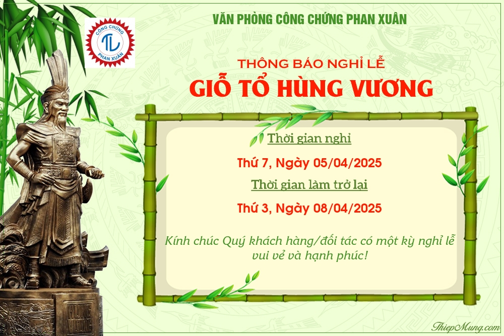 THÔNG BÁO NGHỈ LỄ GIỖ TỔ HÙNG VƯƠNG 10/3